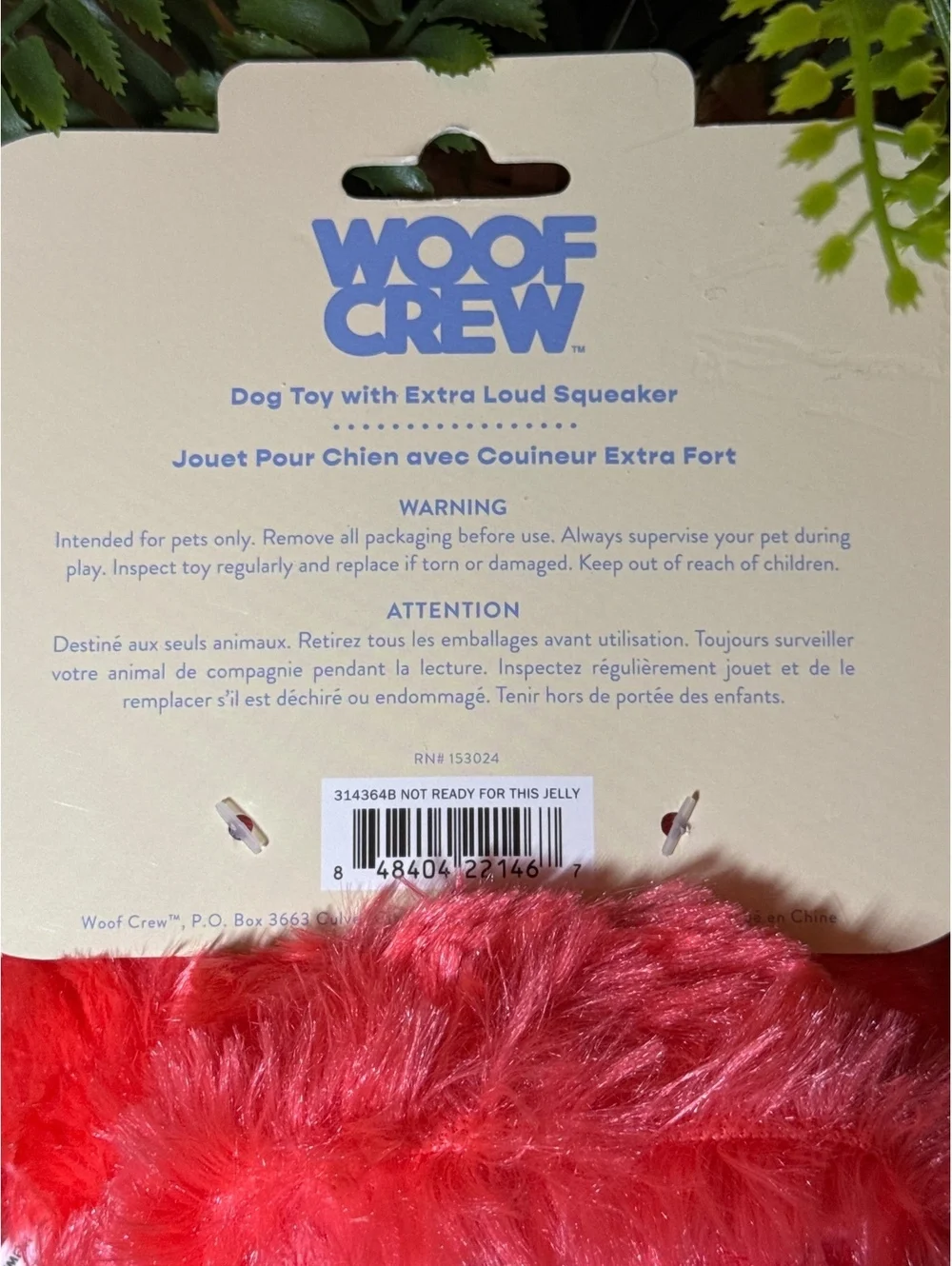 Woof Crew Octopus Dog Toy – coral color,Squeaky, Crinkle & Tug Rope | SKU 379
